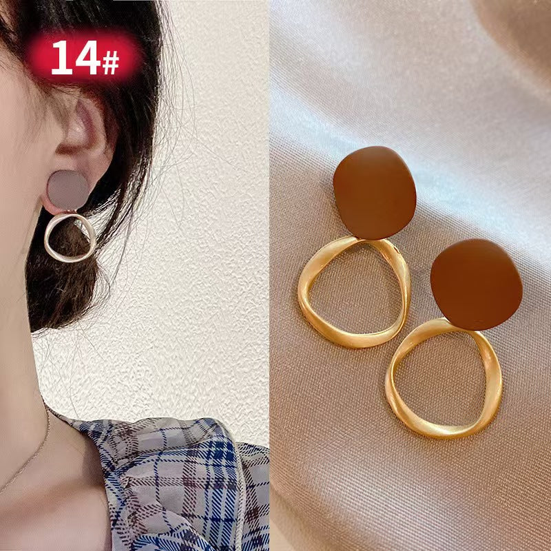 Vintage Brown Irregular Geometric Drop Earrings